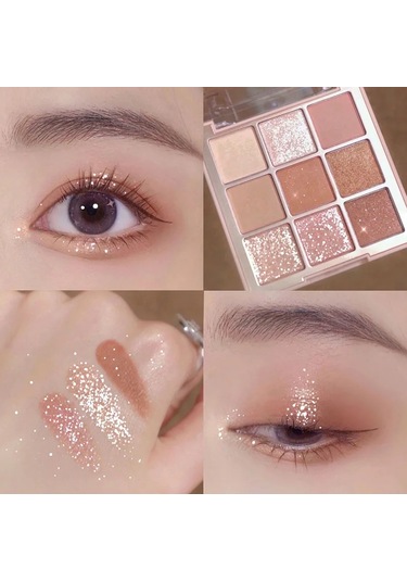 Mod Göz Farı Paleti 9'lu Mat Göz Farı Paleti Parıltılı Göz Farı Makyaj Nude 010 C01
