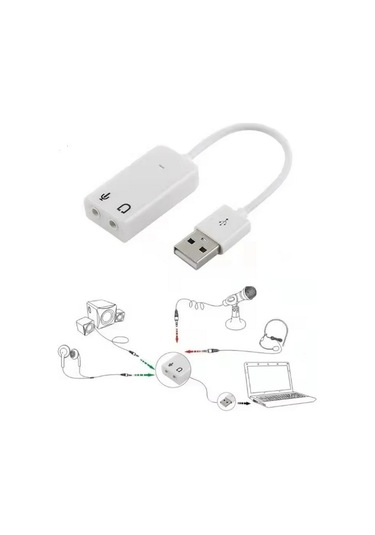 Usb Kablolu Ses Kartı 7.1 Sound Çevirici Dönüştürücü, 3.5mm Jak Girişli,