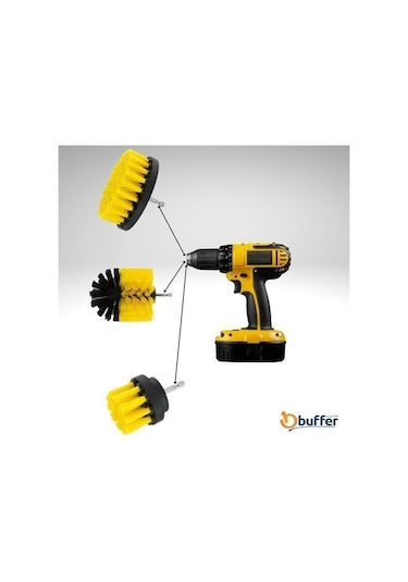 Zmc Bilişim 3lü Matkap Ucu Banyo Küvet Duşakabin Araba Tekerliği Koltuk Yıkama Temizleme Fırçası Seti