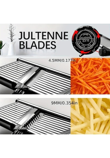 Dashanshop Paslanmaz Çelik Sebze Ve Patates Dilimleyici With Brush Beş Ayarlanabilir Bıçak Boyutu Profesyonel Mandolin Dilimleyici Ve Soğan Rendesi 1 Parça