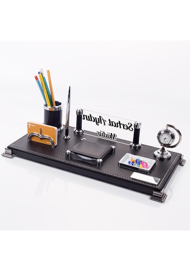 Bari Ofis Masaüstü İsimlik Seti Kişiye Özel Lüks Masa İsimliği