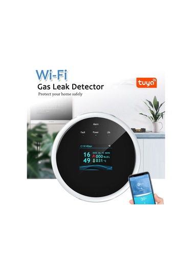 Yifomall Tuya Wifi Ev Gaz Alarmı, Mutfak Gaz Sızıntısı Tespit Cihazı, Usb Besleme, 70db Sesli Uyarı, App Bildirimi Ve Solenoid Valfi Zx-gs21