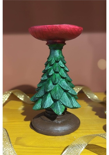 Yılbaşı Ağacı Formlu Seramik Mumluk