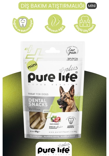 Purelife Plus Diş Dostu Köpek Atıştırmalıkları Mini 80gr