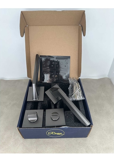 Rivax Anka Mat Antrasit Gri Zamak Kare Rozetli Wc Banyo Kapı Kolu 1 Takım