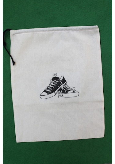 2 Adet Sport Shoes Baskılı Keten Ayakkabı Poşeti - Ayakkabı Düzen