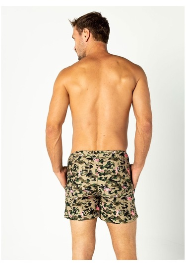 Herrmen Kamuflaj Flamingo Şort Mayo Kahverengi