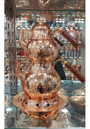Bakır Çaydanlık & Bakır Demlik El Dövmesi Dövme Desenli Bakır Çay
