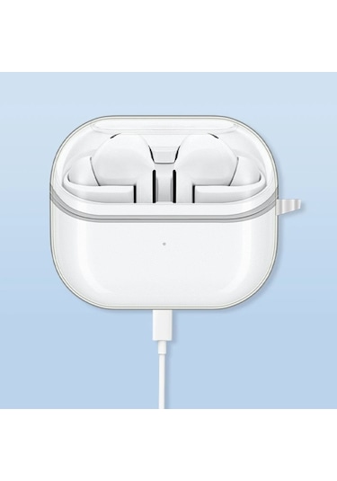 Samsung Galaxy Buds 3 / Galaxy Buds 3 Pro Uyumlu Silikon Kılıf+ Kanca Şeffaf