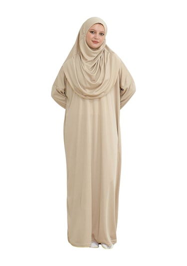 Keseli Namaz Elbisesi Eşarp Ve Tesbih Hazır Tesettür Giyim Türban Müslüman Giysi Takım Vizon