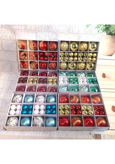 Pazly Altın 40 Adet Noel Topu Süs, Yılbaşı Ağacı Dekorasyon, Hediye Kutusu, Ev Dekorasyonu Altın