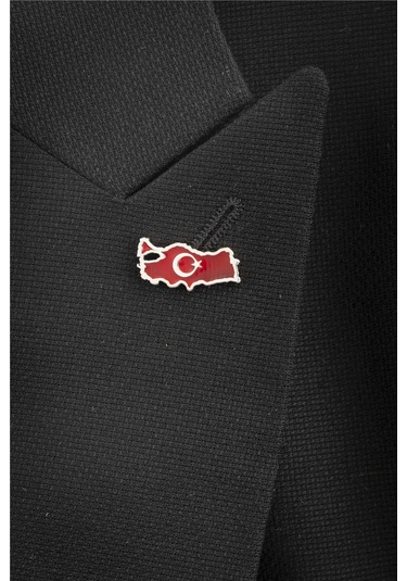 925 Ayar Gümüş Mineli Türkiye Haritası Rozet -8061 Gümüş