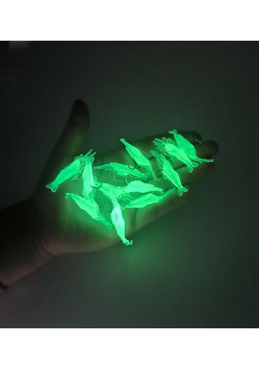 Valkyrie 12 Adet Fosforlu Kancalı Silikon Karides Olta Yem Sahte Yapay İğneli Balık Yemi Beyaz