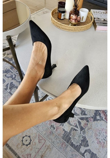 Ops 10 1899 Topukla Kadın Kadeh Topuklu Stiletto Siyah Süet