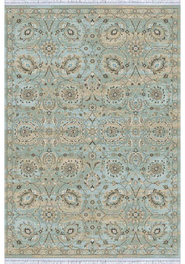 Turkuaz Vintage Dokuma Pamuk Taban Kaymaz Kilim Klm303