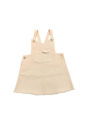 Kız Bebek Pamuklu Cepli Salopet-13899 Bej