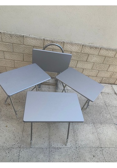 Çanta Sehpa, Sehpa, Zigon, 4lü Zigon, Mebran Çanta Sehpa-gümüş