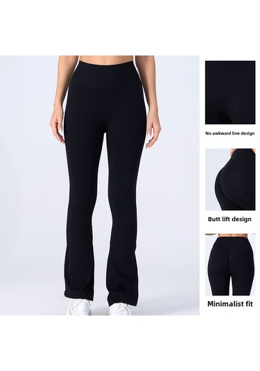 Geeroyoo Yüksek Bel Geniş Ayak Yoga Pantolon - Spor, Dans, Fitness İçin Daraltıcı, Kalça Geliştirici, Konforlu, Dışa Aktarım Kalitesi Siyah Eu S SiYAH