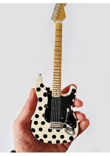 El Yapımı 1/4 Ölçek Minyatür Elektro Gitar Polka Dot Stratocaster