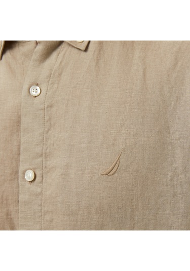 Nautica Erkek Bej Classic Fit Keten Gömlek Düz W55101t Bej