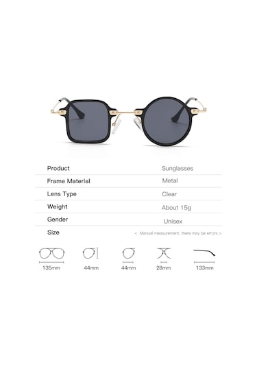 Kare Yuvarlak Güneş Gözlüğü Kişilik Düzensiz Güneş Gözlükleri Retro Erkek Uv400 Gölge Gözlük Siyah Mavi