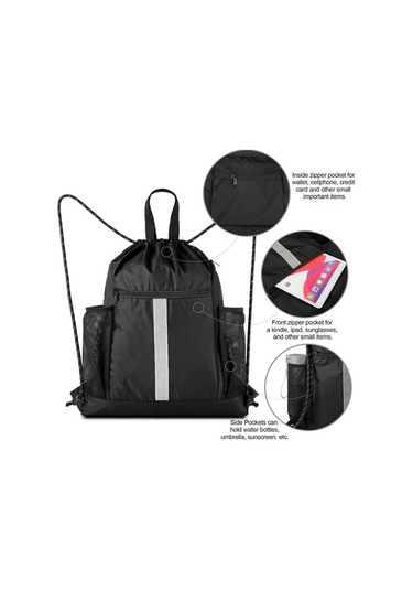 Tongxida Siyah Basketbol Çantası , Reflektör Çubuklu, Dayanıklı Outdoor Çanta, Çok Bölmeli, Siyah Siyah