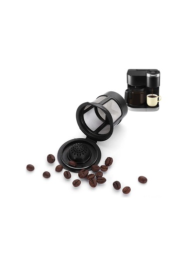 Ximistore9 Keurig K Makinaları İçin Yeniden Kullanılabilir Kahve Filtresi, 6 Adet Paket + Kaşık, Paslanmaz Çelik Ağızlı Kapağıyla Siyah