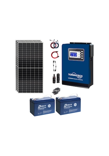 Güneş Enerjisi Bağ Evi Solar Paketi 3KVA İnverter 350W Güneş Paneli 100AH Jel Akü