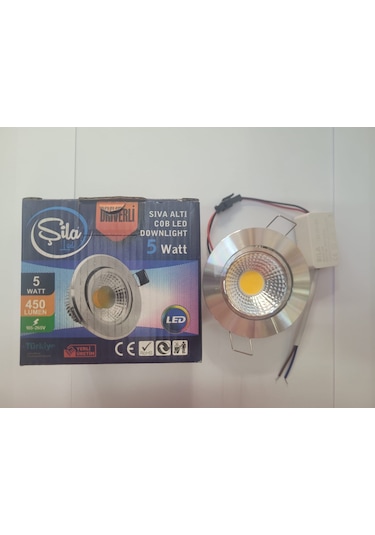 Şila 5w Krom Kasa Günışığı 3200k Cob Led Spot Trafolu 2 Li Paket