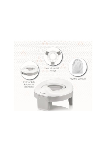 Gezenbebe Katlanabilir Seyahat Çocuk Tuvaleti Beyaz - Gri