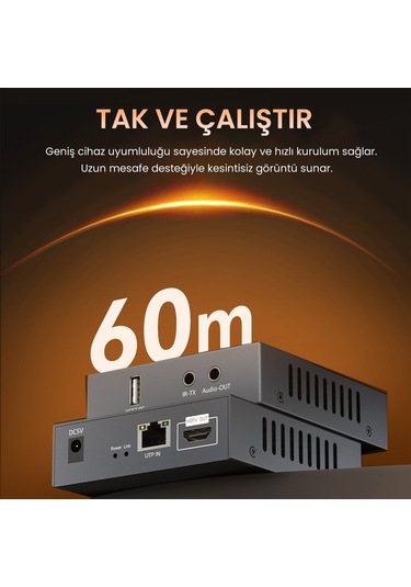 Veggieg 1080p Full Hd 60hz Hdmı Kvm Extender 60 Metre Cat5e/6 Hdmı Menzil Genişletici Uzatıcı