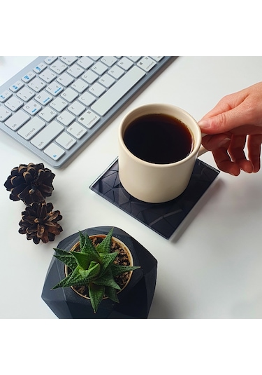 Decorita Cam Bardak Altlığı Antrasit Kristal 4'lü Takım 10 x 10 CM Antrasit