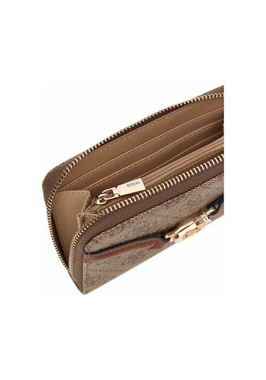 Kadın Access Logolu Fermuarlı Cüzdan - Kahverengi Kahverengi