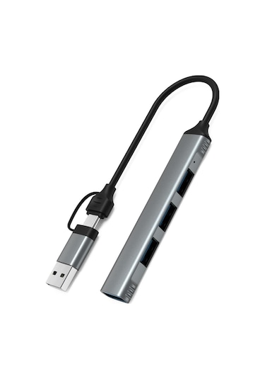 Valkyrie Macbook Uyumlu Type-C & USB Çiftli 4port USB 3.0 Splitter 5 Gbps Çevirici Hub Adaptör