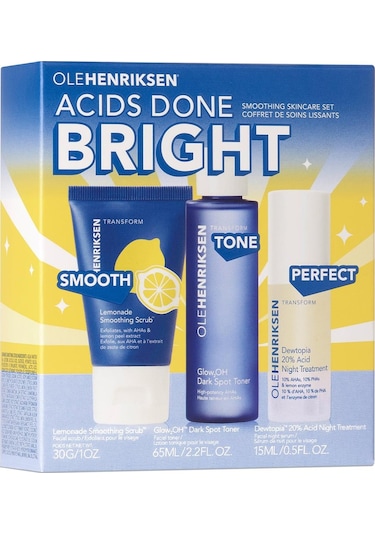 Ole Henriksen Dewtopia Night Treatment 15 ML + Glow2OH Dark Spot Toner 65 ML + Lemonade Smoothing Scrub 30 G