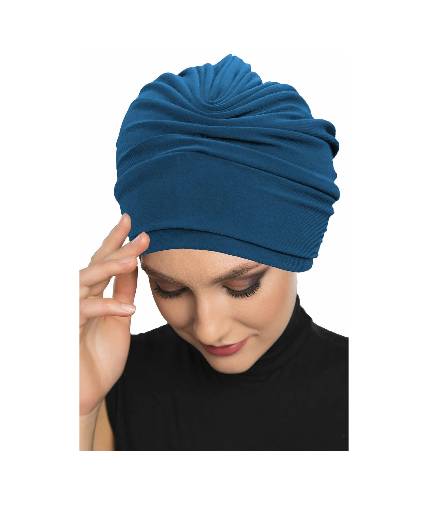 Çift Katlı Astarlı Petrol Hazır Türban Tesettür Dış Ve Havuz Bonesi Petrol