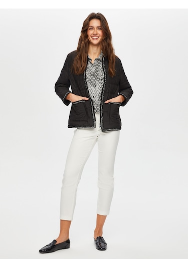 Simli Şerit Detaylı Kapitone Mont 002 Us25kmt00210 Siyah