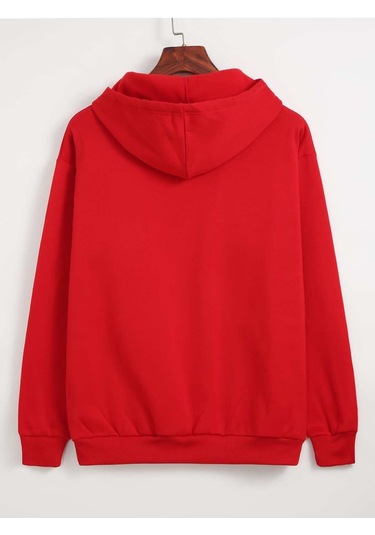 Unisex Kadın/Erkek Kanguru Cepli Büzgülü Kapüşonlu Üst