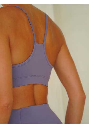 Fold Kaplı Spor Lila Crop Lila