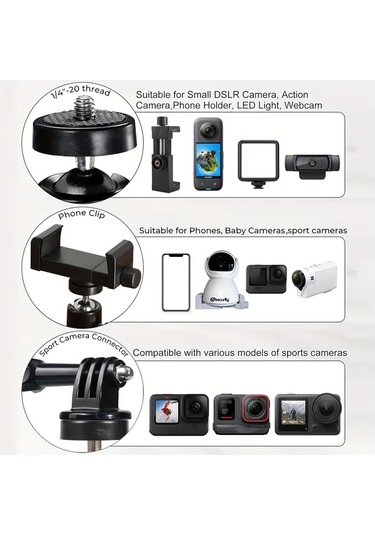 Xuweiwei Sporkamera Gimbal Manyetik Montaj Her Şey Dahil 360 Derece Dönebilen Telefon Tutucu Kamera Bağlantı Aksesuarı -