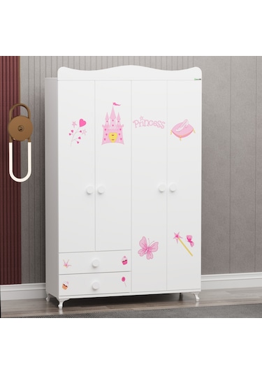 Garaj Home Yıldız 4 Kapaklı 2 Çekmeceli Dolap - Prenses