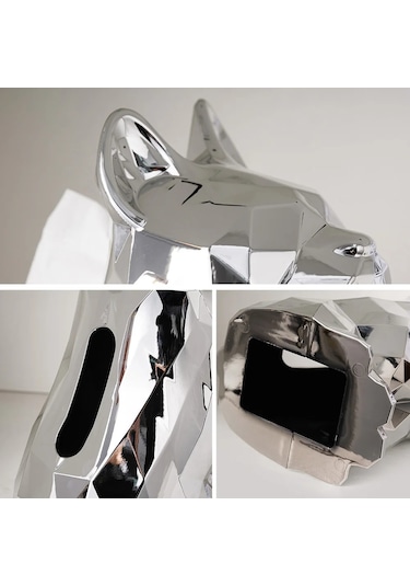 Gümüş-ışık Lüks Doku Kutuları Plastik Peçete Tutucu Fransız Bulldog Heykel Basit Gözlük Tutucular Ev Dekoratif Masa Düzenleyici