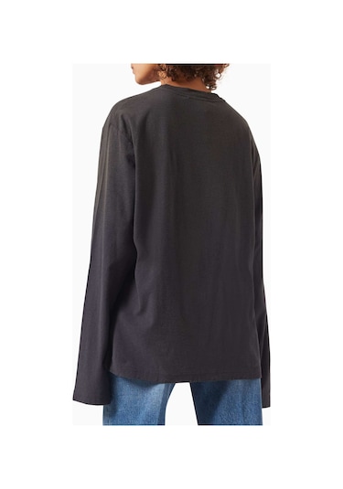 Acne Studios 1996 Logo Baskılı Tişört - Pamuk Karışımı - Oversize Kesim & Yıpranmış Detaylar Siyah