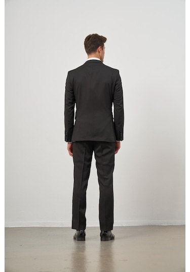 İmza Siyah Yelekli 6 Drop Slim Fit Ceremony Takım Elbise 1001240205 Siyah