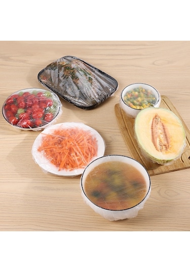 100 Adet Lastikli Tazeliği Koruyan Tencere Ve Tabak Bonesi Esnek Strech Kapak Şeffaf