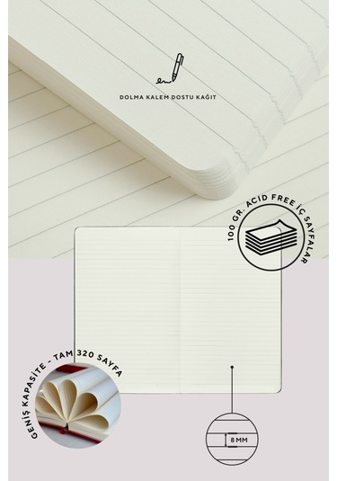 Nota Bene Premium Sert Kapak Defter, 21x29 Cm, Çizgili Siyah