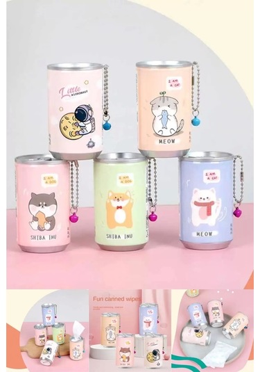 Berdina Home 5'li Sevimli Kola Kutusu Şekilli Anahtarlık Islak Mendil