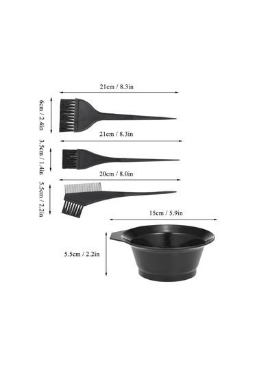 Vkemall "4 Parça Saç Boyama Seti - Profesyonel Boya Fırçası, Tarak Ve Ölçekli Kase İçeren Salon Kalitesi"