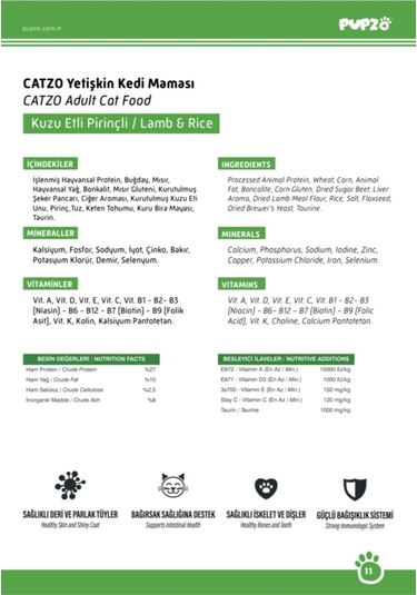 Catzo Premium Kuzu Etli Kedi Maması 3 x 1 KG