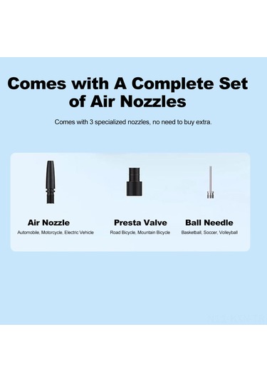 Kosona 12v Taşınabilir Şarj Edilebilir Hızlı Şişirme Pompası - Araç, Bisiklet, Toplar İçin, 3 Nozul, Usb Kablolu, 2000mah Pil
